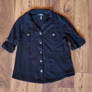 Women's petite short-sleeve button down